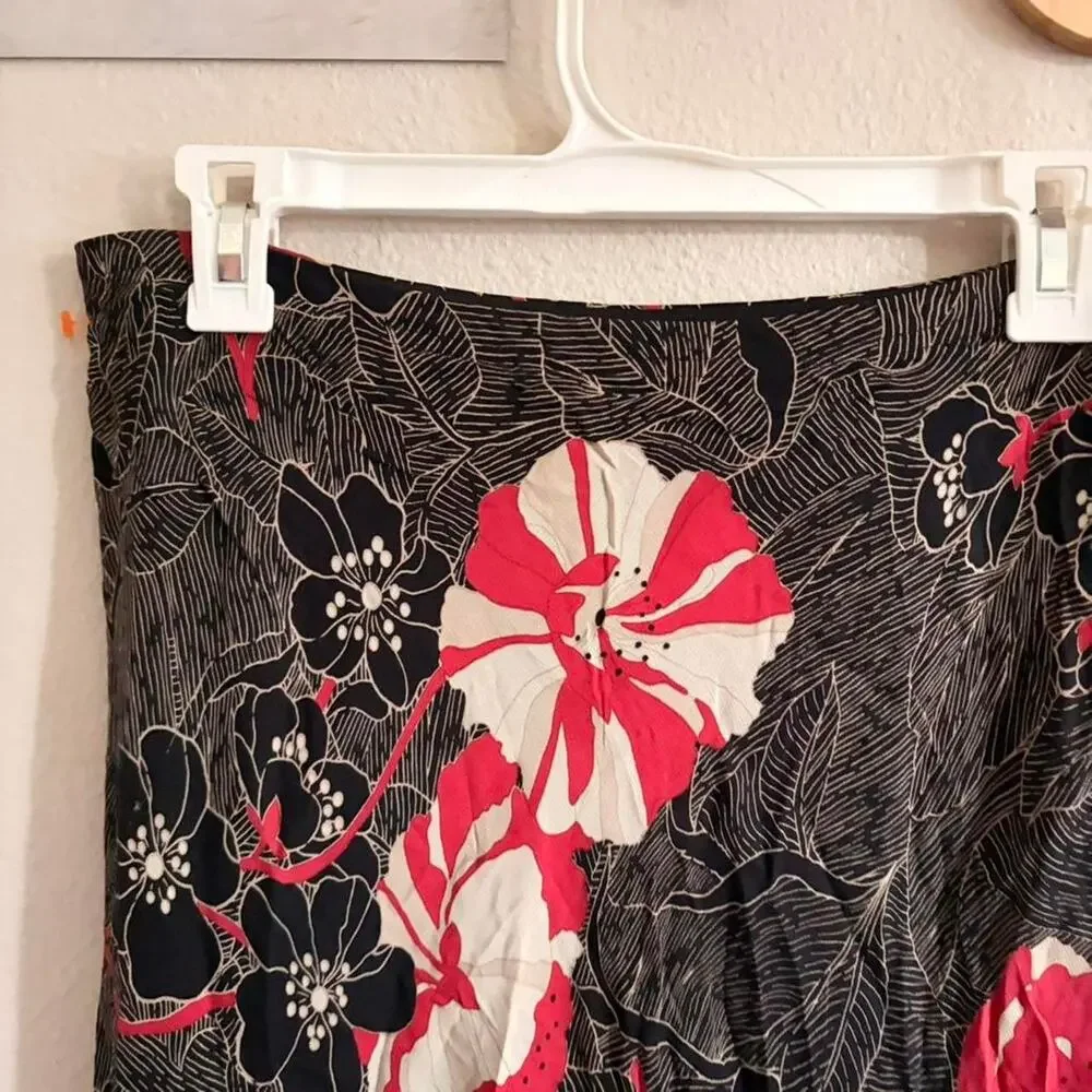 Casual Corner Floral Hibiscus Midi Skirt 8